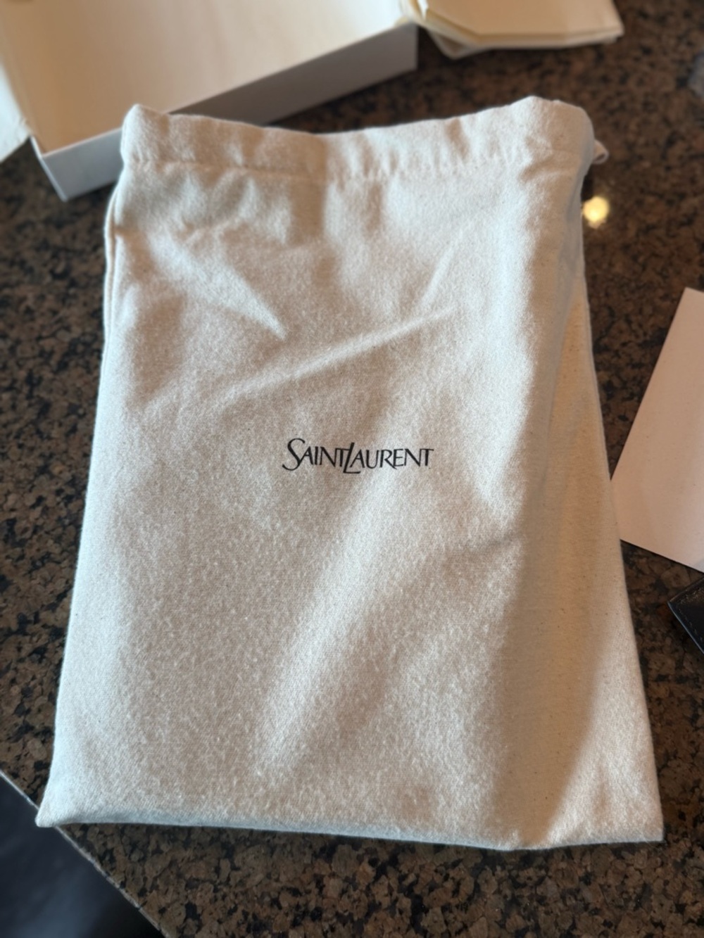 Saint Laurent Black Leather Envelope Clutch with Gold YSL Logo - Picture 8 of 8